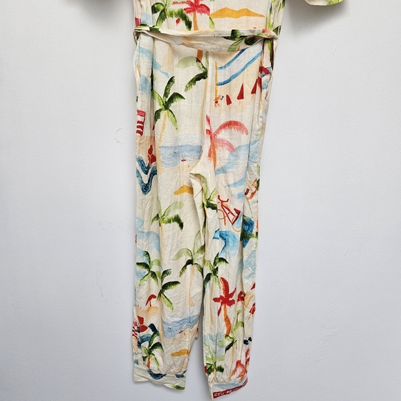 Farm Rio Anthropologie Sz Xs Copacabana Tropical Print Pocket Jumpsuit Belt - Picture 14 of 14